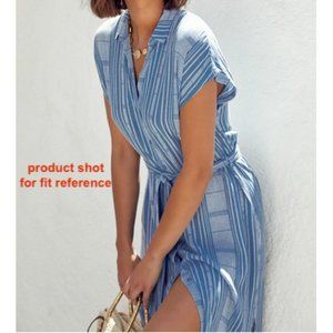 Lulus “I’m the One” blue and white striped shirt dress by Lush